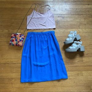 Vintage 100% pure silk blue shimmer skirt